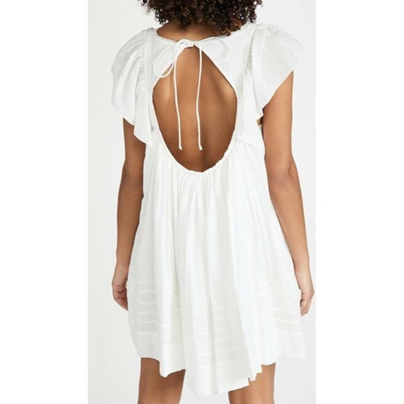 Free People Hailey Mini Dress Ivory White Ruffle Gauze Boho XS NWT $148 - Picture 2 of 7